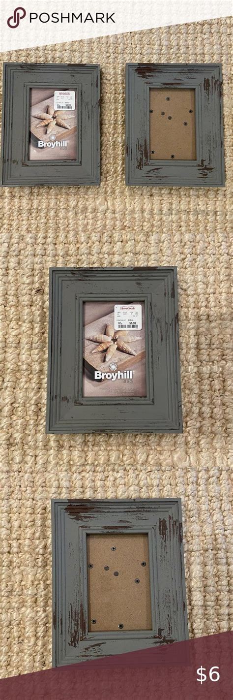 Broyhill picture frames. Show off your favorite photos and pictures with this stunning picture frame from Broyhill. Boasting a subtle gray barnwood color and a matted design, this lovely frame is a great accent to any room in your home to showcase the special moments. Capable of holding a 5" x 7" photo, this frame looks absolutely amazing displayed on the walls, tables ... 