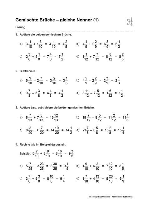 Bruchrechnen aufgaben mit lösungen klasse 6 pdf