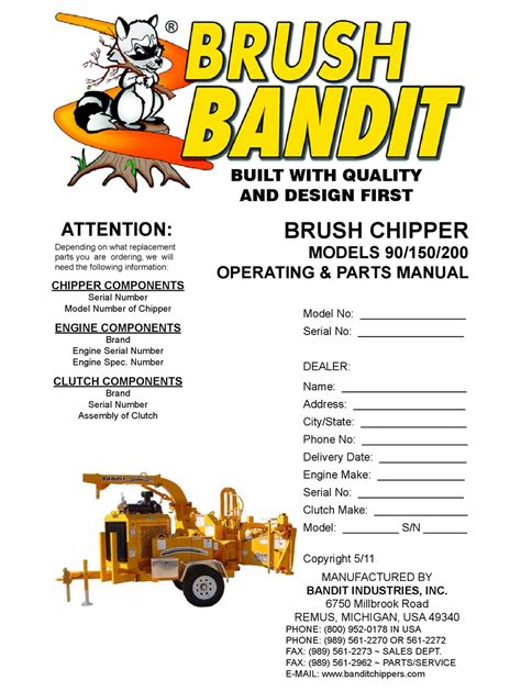 Brush bandit model 90 service manual. - Jensen textbook and lab manual package.