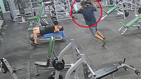 Brutal gym attack with 20kg weight caught on CCTV