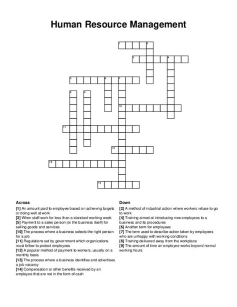 Bryant of human resources crossword clue. The human resources department is the part of a company that deals with employee relations. The HR department hires and fires employees as it deems necessary. It also provides empl... 