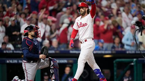 Bryce Harper slugs 2 more homers as Phillies pound Braves 10-2 in Game 3 of NL Division Series