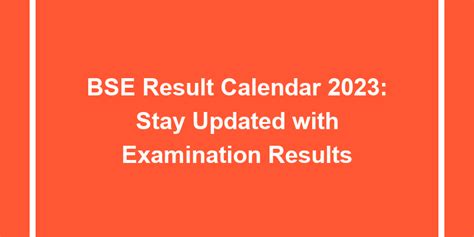 Bse Results Calendar