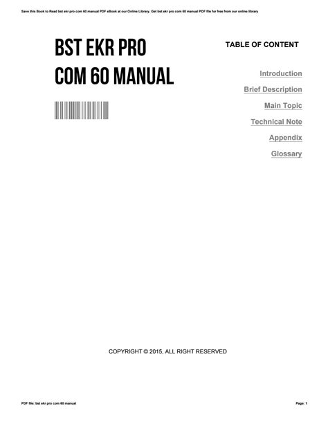 Bst ekr pro com 60 manual. - Sammlung der gehaltstarif-verträge in der metallindustrie. 66/67..