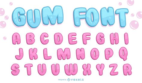 Bubble Gum 3D Font Vector Download