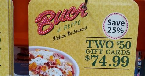 Buca di beppo gift card costco. Order Online at Buca Maple Grove - Catering, Maple Grove. Pay Ahead and Skip the Line. 