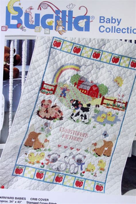 Bucilla Barnyard Babies Crib Cover Stamped Cross Stitch Kit 34 …