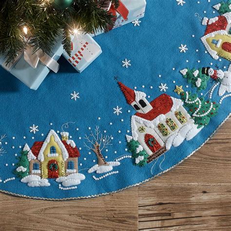 Bucilla ® Seasonal - Felt - Tree Skirt Kits - Merry Christmas - 89504E Product Description. Give your tree a handmade touch to enhance your holiday decor with the Bucilla Merry Christmas Felt Tree Skirt Kit. This unique Christmas tree skirt features the words Merry Christmas surrounded by holly and snowflakes.. 