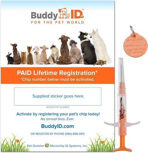 Buddy ID Pet Microchip Plus Lifetime Registration