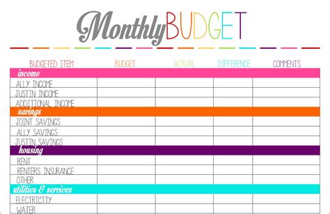 Budget Free Printables