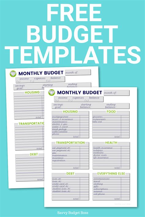 Budgeting Template Printable