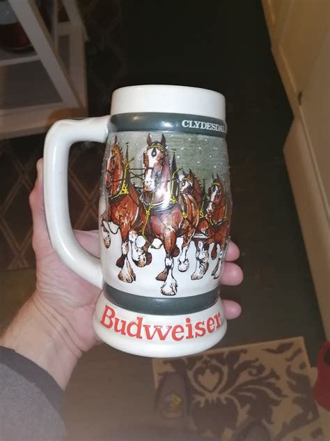 Budweiser beer stein collection. 25th Anniversary Budweiser Beer Stein or 75th Anniversary Budweiser Clydesdale Holiday Beer Stein by Anheuser Busch (1.7k) $ 25.00. Add to Favorites ... Budweiser, Man's Best Friend Collection, "Six Pack", by Marlowe Urdahl, 8.60 inch Porcelain Plate, 1991 Dalmatian Dogs and Fire Truck (6.2k) $ 23.99 ... 