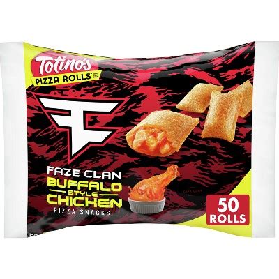 Buffalo chicken pizza rolls. Priced at $6 USD for a 50-count bag, Totino’s FaZe Clan Orange Chicken Pizza Rolls are available now at grocery stores nationwide. For more food and beverage news, BLACKPINK and Starbucks came ... 