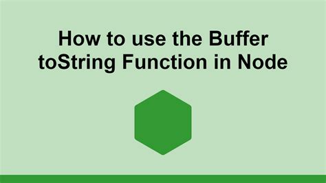 Buffer tostring encoding. toString () method helps to decode the string as per the enc...