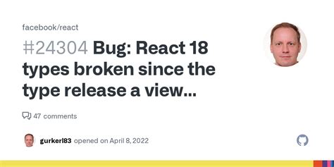 Bug: React 18 types broken since the type release a …