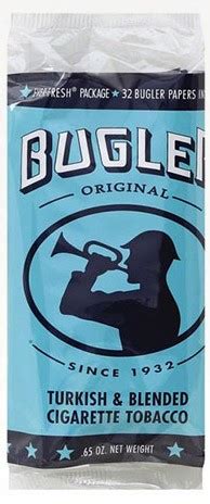 Bugler Tobacco is known for its rich and powerful taste and smooth texture. Since 1932, Bugler has been making high-quality and consistent cigarette tobacco. ... Price $ $ Availability. Out of stock 1. Clear all Sold Out. BUGLER. Bugler Green (Menthol) Pipe Tobacco 10 oz. Bag 6. $12.99 Unavailable. Back to the top .... 