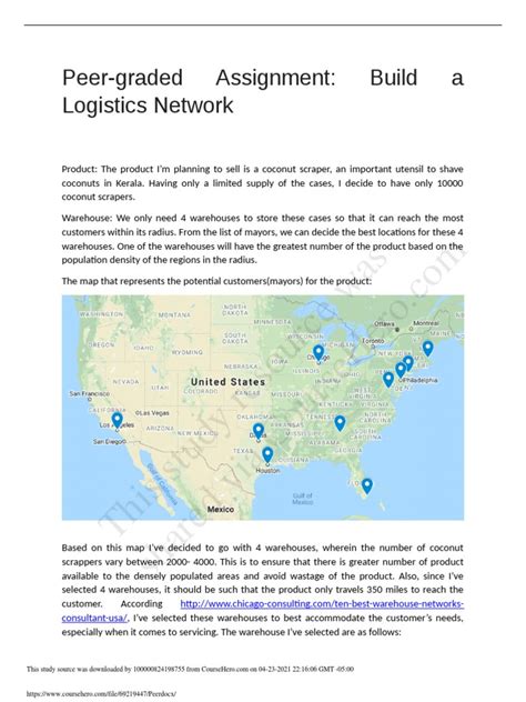 Build a logistics network assignment. In conclusion, this assignment prov...