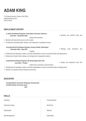BuildRelease Engineer Resume Examples and Tips Zippia