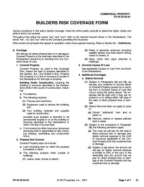 Builders Risk Coverage Form Definition