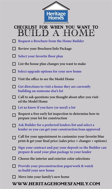 Building A Home Checklist