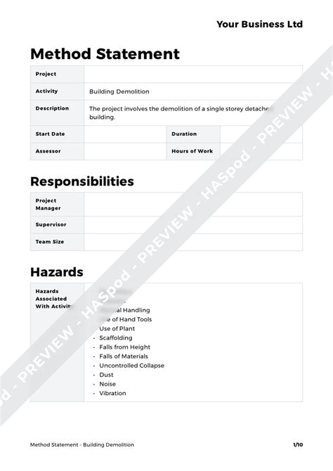 Building Demolition Method Statement Template Haspod