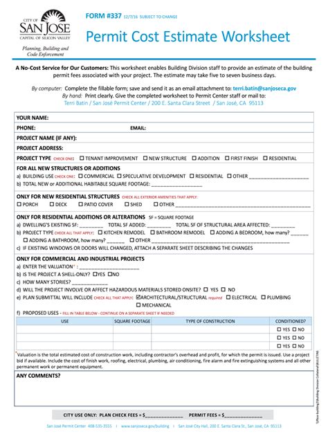 Building Permit Fees City of San José