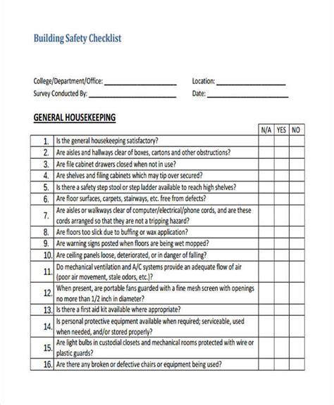 Building Security Checklist
