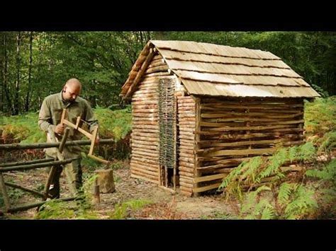 Building a Roofed shelter in the woods with Hand Tools Part 3