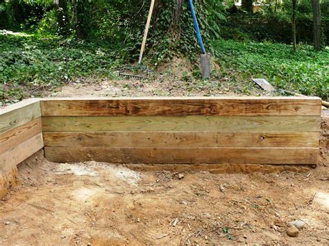 Building a Timber Retaining Wall howtos DIY