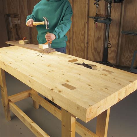 Building a workbench. Oct 9, 2015 ... I cut three pieces of 2×4's 35-1/2” tall to be the uprights on which the tool rack would be mounted and that would rest on the back edge of the ... 