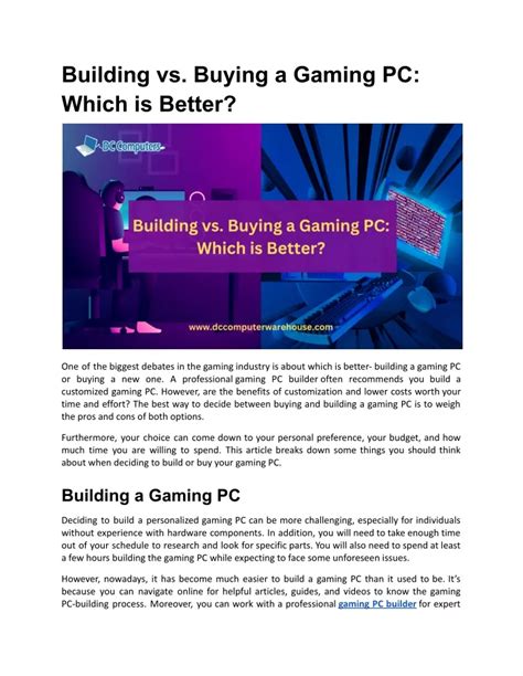 Building vs Buying a PC