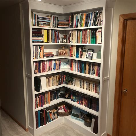 Builtin Corner Bookshelf with Open Corner DIY Handcrafted by Jason
