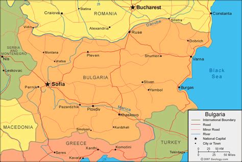 Bulgaristan komşuları haritası
