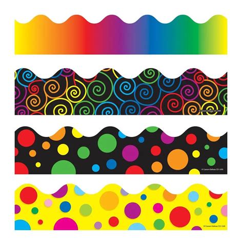 12 Packs Scalloped Bulletin Board Borders 196.8 ft Colorful Classroom Borders for Bulletin Board Trim Bulletin Board Decorations for Bulletin Borders Wall Decor (Dot) 4.4 out of 5 stars. 21. $25.99 $ 25. 99 ($0.13 $0.13 /Foot) FREE delivery Tue, May 14 on $35 of items shipped by Amazon.