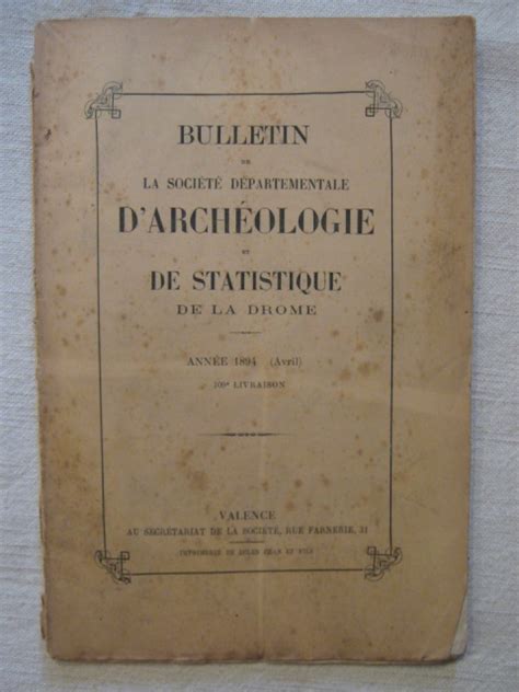 Bulletin d'archéologie et de statistique de la drôme. - Gedichte der brüder christian und friedrich leopold,  grafen zu stolberg.