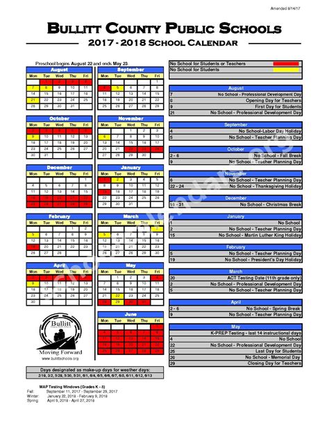 Please check back regularly for any amendments that may occur, or consult the Bullitt County Public Schools website for their 2021-2022 approved calendar and 2022-2023 approved calendar. You may also wish to visit the school district homepage to check for any urgent or last-minute updates that may not have been incorporated into the official ... . 