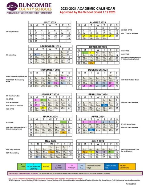 Buncombe schools calendar. The interactive calendar below is the Academic School Calendar used by most Buncombe County Schools and includes early dismissal days, holidays, breaks, teacher workdays, etc. Printable versions of the most current calendars available are below. Questions? See our Frequently Asked Questions below about school calendars! Every day, our students ... 