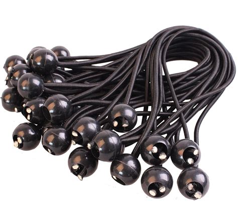 100 pcs 6 inch ball bungee tie with plastic toggle ball are handmade knot, non-toxic, environmental protection.Ideal for secure loose household items and widely used in a variety of indoor and outdoor small objects. Easy to set up and take down without barrier , simply feed the elasticized loop through the tarp grommet which is light weight and ...