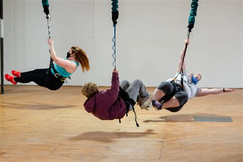 Bungee exercise class. The instructors are amazing, positive, and able to accommodate all types of fitness learners. All the equipment is modern, and everything is clean. They offer hot boot camp, hot barre,, hot yoga, yoga to Michael Jackson songs, meditation, dance, boxing, spin, kettle bootie, and this fun class where you hang from the ceiling on bungee cords. 