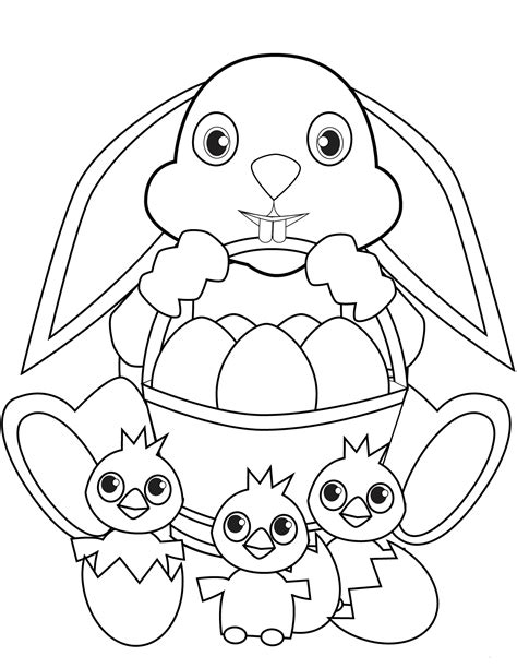 Bunny And Eggs Coloring Page - Free Easter Coloring eBook