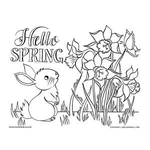 Bunny Coloring Pages Spring Coloring Pages Spring Coloring Etsy