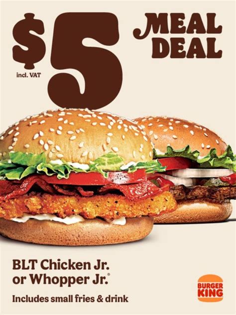 Burger king deals right now. Items Included. AE 15. $18.80. Long chicken, Spicy Chicken King, Fish Burger, BK Nuggets, Hershey’s Sunday Pie, 2 Fries (M), and 3 Coke Zero. All of these codes apply only to the Burger King app, and there could be changes in price and items included over time. 