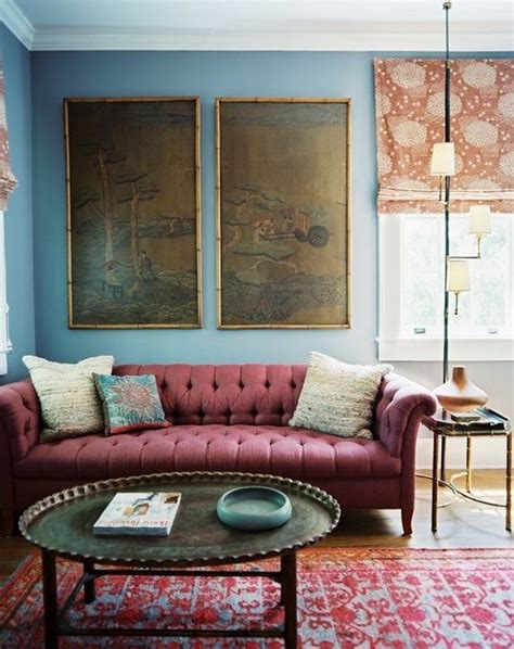 Burgundy And Blue Living Room - Photos & Ideas Houzz