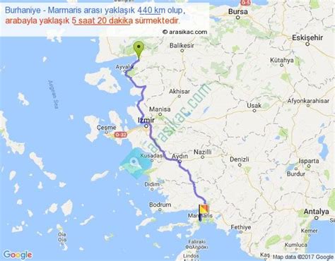 Burhaniye Marmaris arası kaç km, saat .