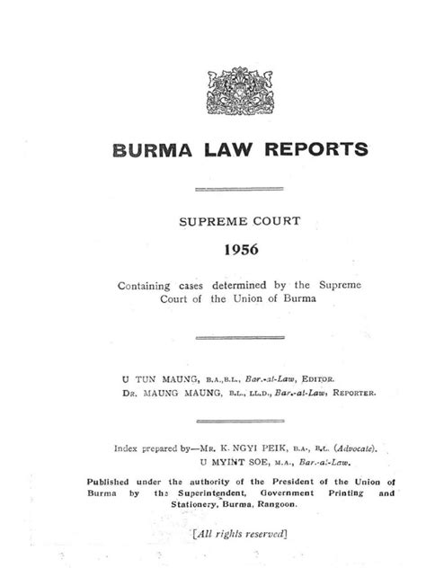 Burma law report