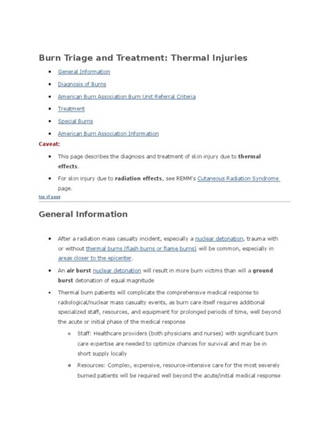 Burn Triage and Treatment of Thermal Injuries in a …