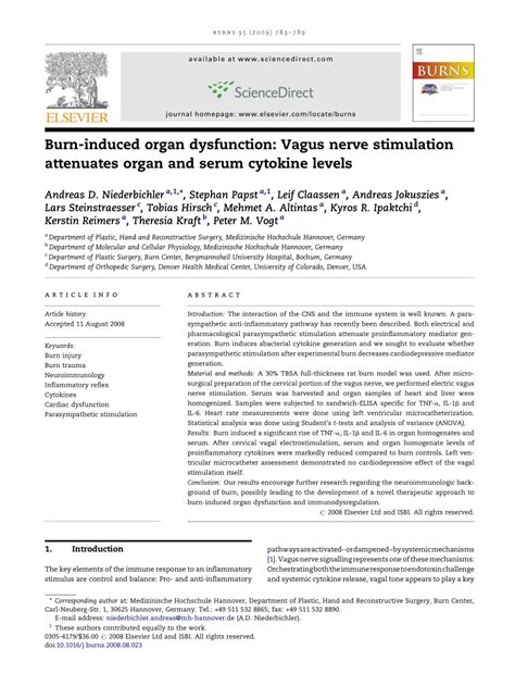 Burn-Induced Organ Dysfunction: Vagus Nerve Stimulation …