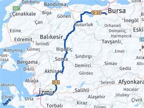 Bursa ile izmir arası kaç km dir