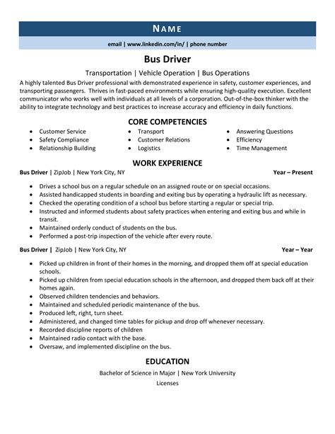 Bus Driver CV example & guide [Get more interviews]