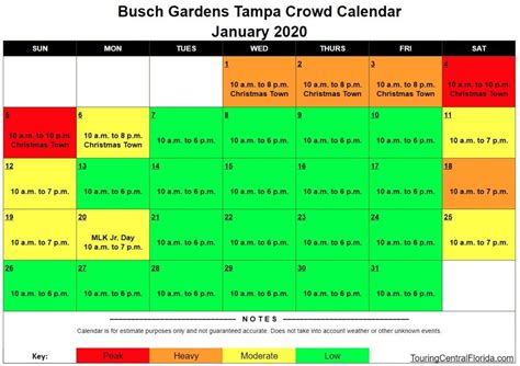 Busch Gardens Tampa Crowd Calendar January 2020 Touring Central